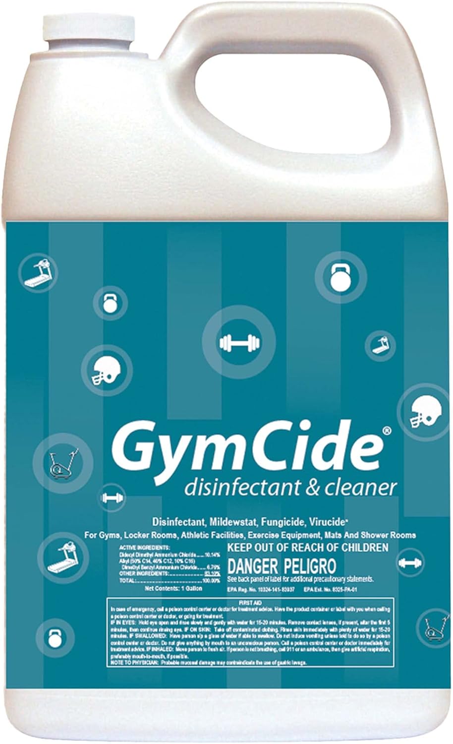 GymCide Concentrated Disinfectant & Cleaner For Gym Equipment, Sport Helmets, Yoga Mats, Locker Rooms, and Physical Therapy Centers, Gallon (Case of 4)