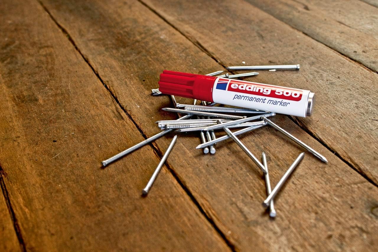 edding 500 permanent marker - multi-coloured - 3 pens - chisel nib 2-7 mm - waterproof, quick-drying, smear-proof pens - for cardboard, plastic, wood, metal, glass and fabric