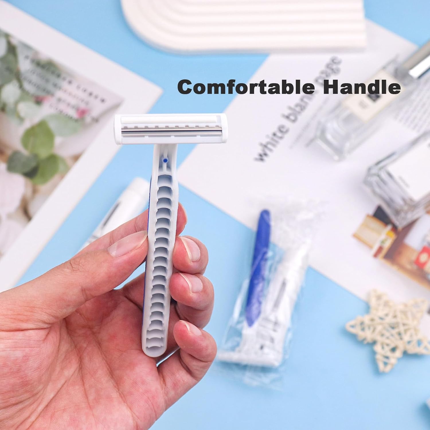Disposable Razors in Bulk Pack of 60,Blue Disposable Shaving Razors Individual Wrapped Twin Blade Bulk Disposable Razors with Clear Cap and 10g Shaving Cream for Homeless,Hotel,Travel,Charity,Shelter - Image 5