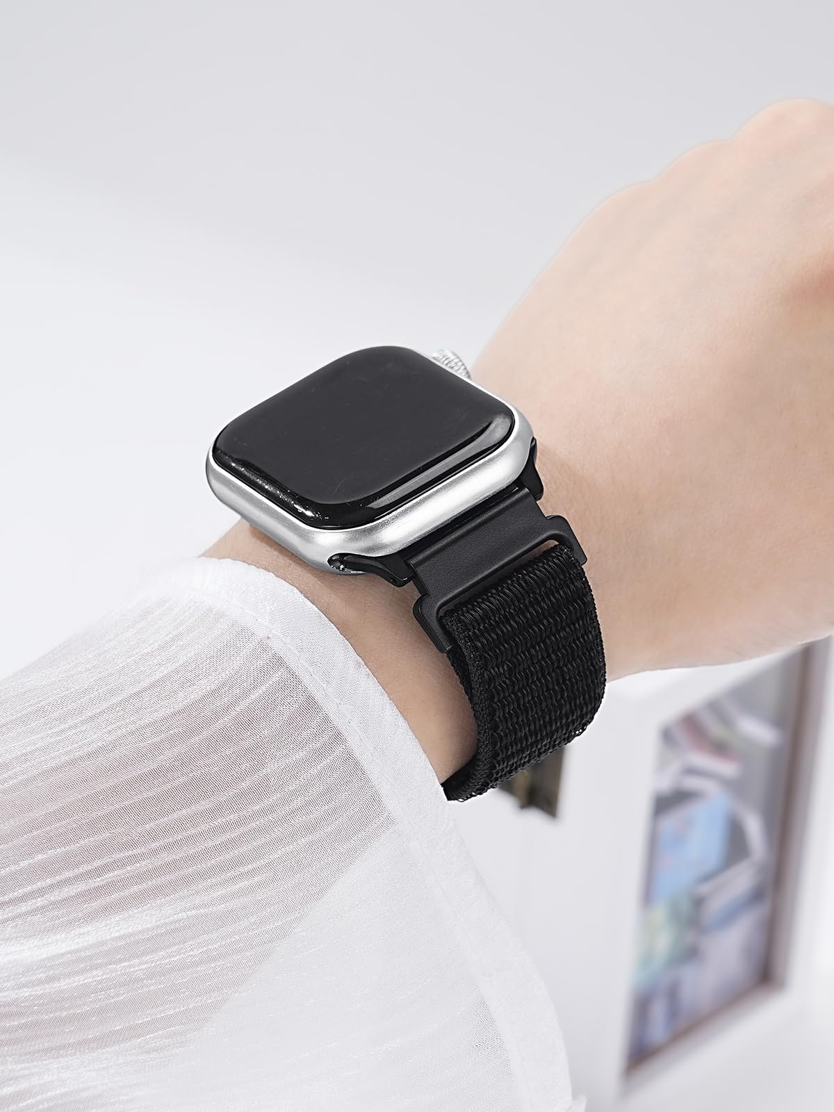 Nylon Watch Band Compatible with Apple Watch Band 38mm 40mm 41mm 42mm 44mm 45mm 46mm 49mm,Soft Adjustable Braided Strap for iWatch Bands Ultra 3 2, SE 3,Series 11 10 9 8 7 6 5 4 3 2 1 Black 38/40/41/42mm(S10/S11)