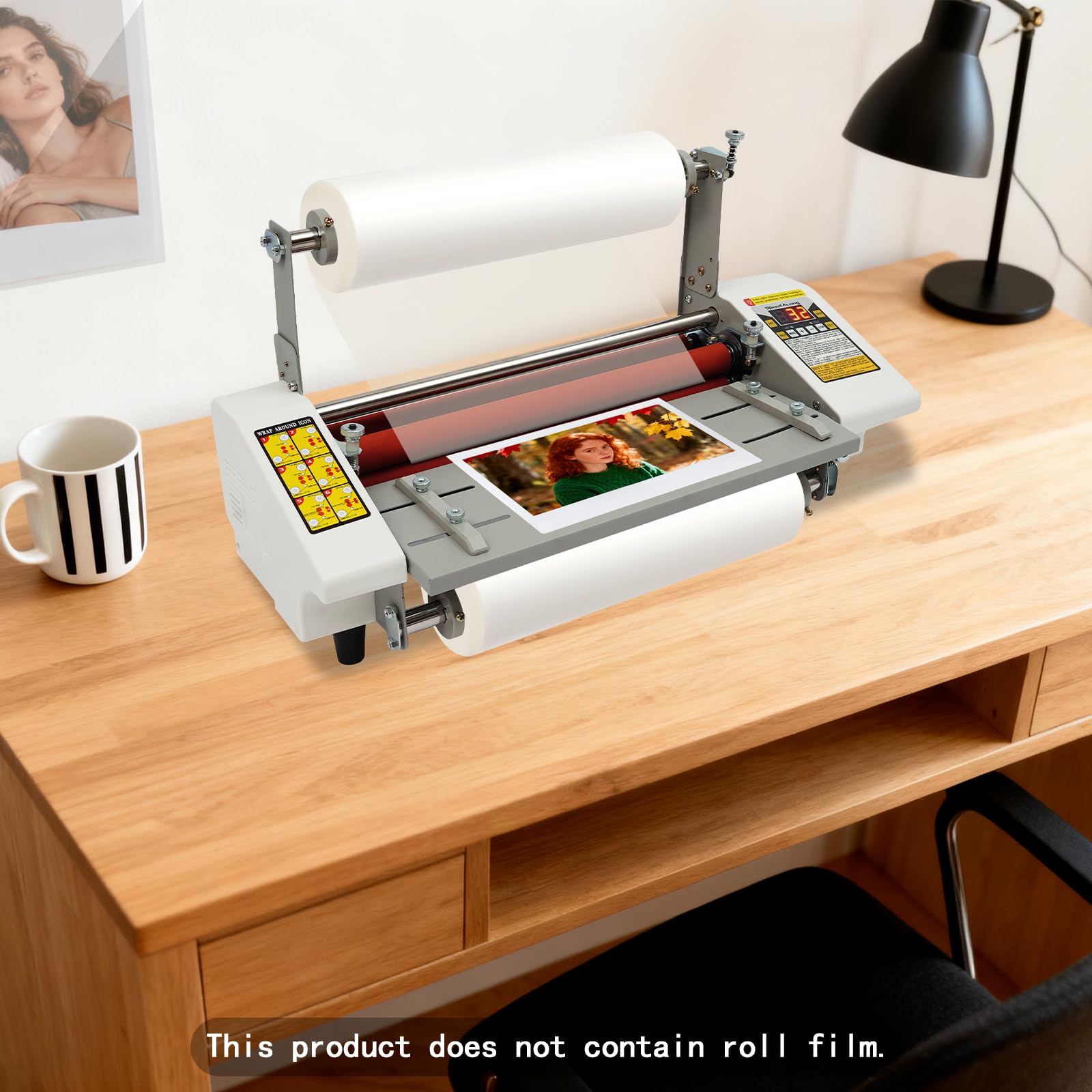 Plastificatrice a rulli monofacciale, laminatrice a caldo freddo con rulli e display digitale, plastificatrice professionale per documenti, foto e carte