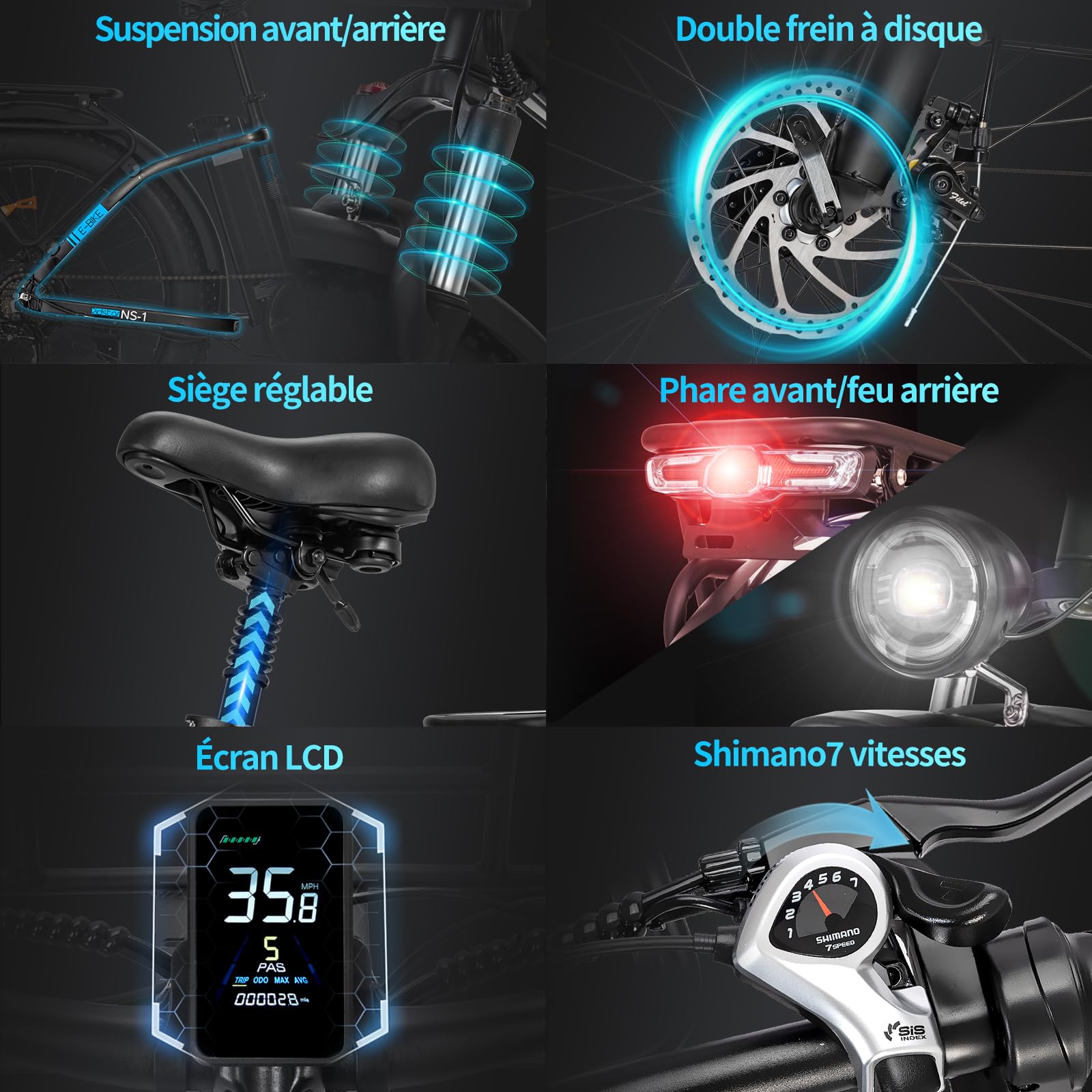 YVY MN26 Vélo Électrique, Autonomie 150km, Batterie Amovible 48V 20Ah, Moteur 85Nm, Fat Bike Électrique, 26" VTT Électrique 7 Vitesses, E-Bike Double Suspension, Double Disque, Écran LCD