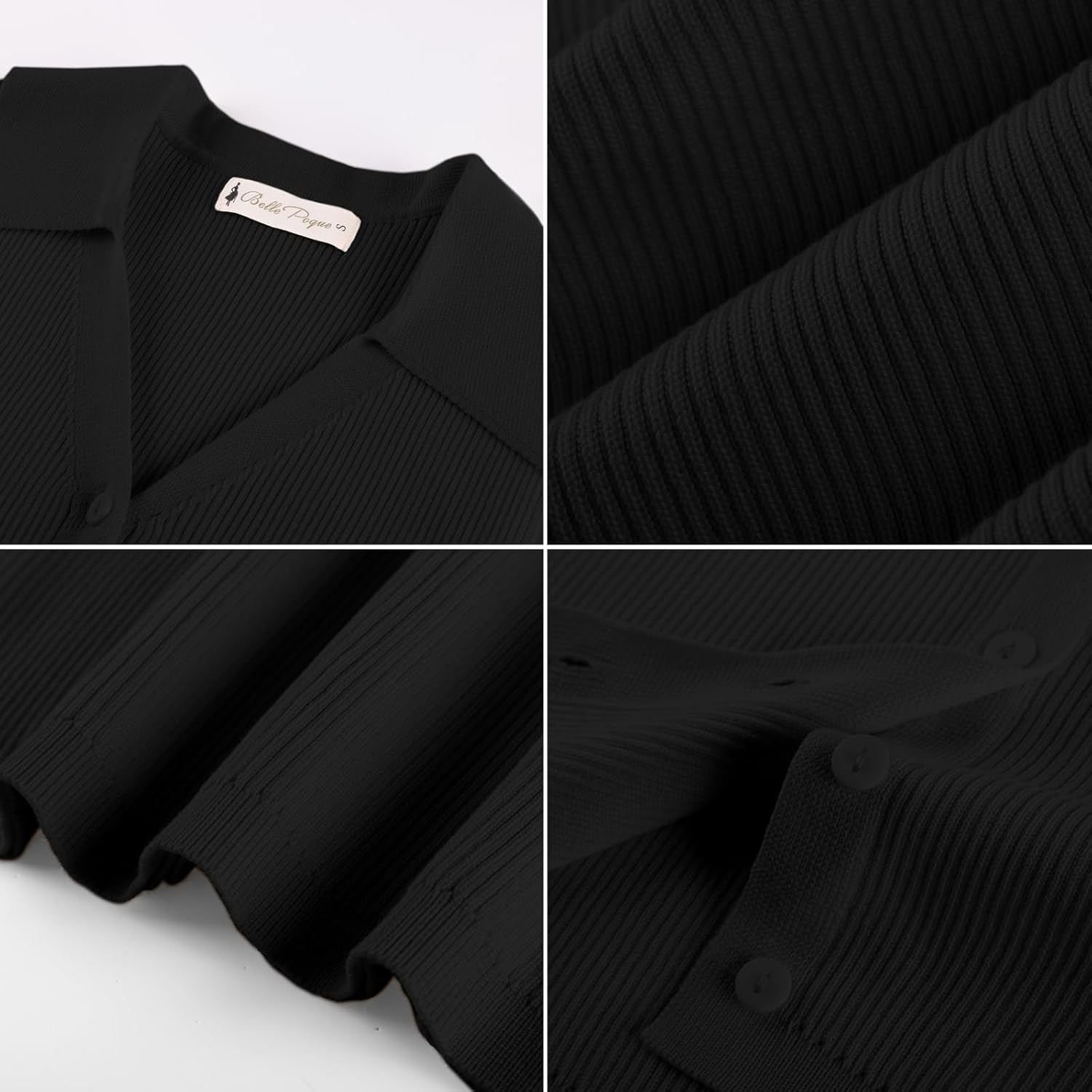 Belle Poque Womens Button Down Tank Tops Summer Ribbed Vest Top Sleeveless V Neck Collared Vest Shirt Slim Fit Going Out Tops - Image 5