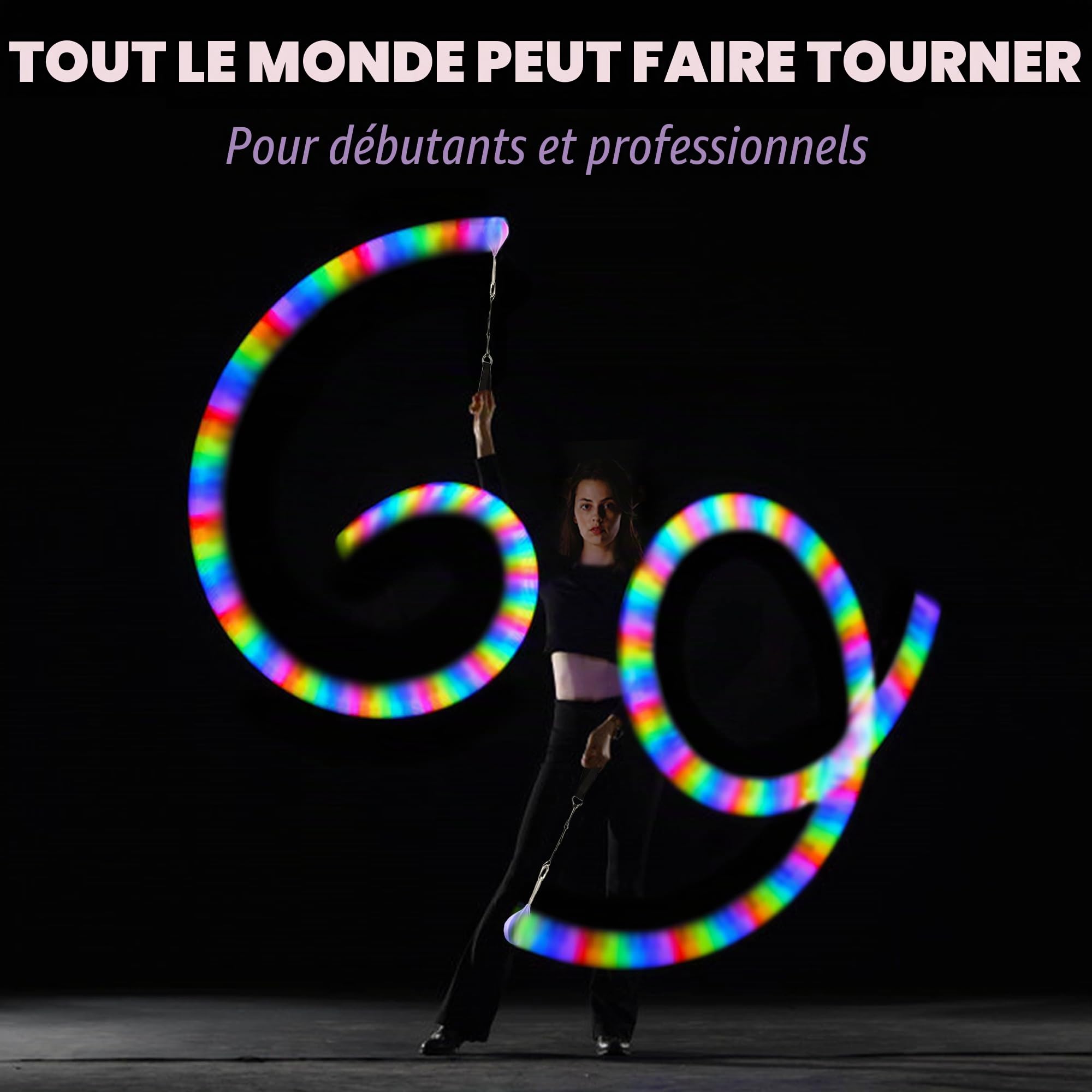 LED Poi Lumineux 2 Pièces - Bolas Lumineuse pour Jonglerie et Cirque, Kit Multicolore Débutants Professionnels