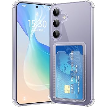 Case for Samsung Galaxy S25 with Card Slot Transparent Silicone TPU Mobile Phone Case Ultra Thin Soft Shockproof Flexible Mobile Phone Case Bumper Case for Samsung Galaxy S25