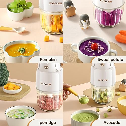 Miniatura 5 de Fabricante de alimentos para bebés, procesador con 2 cuencos de vidrio, licuadora para frutas, verduras, carne, máquina de puré