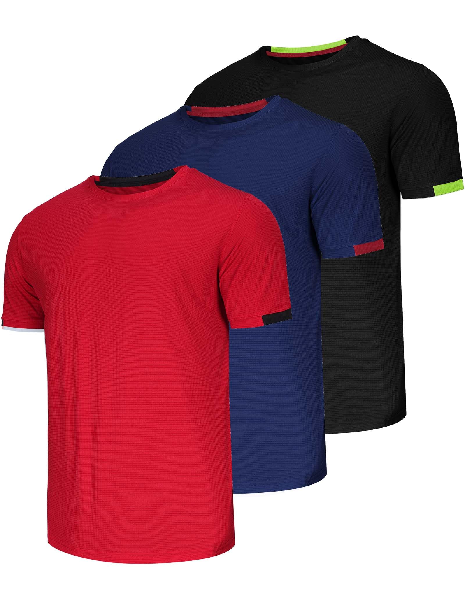 QAYMZUMD3 Pack Men T Shirts Running T Shirts for Men Gym Men's T Shirts Sport Tops for Men Dry-Fit Athletic T Shirts Breathable Activewear Shirts Work Shirt Muscle Fit Shirts Multipack
