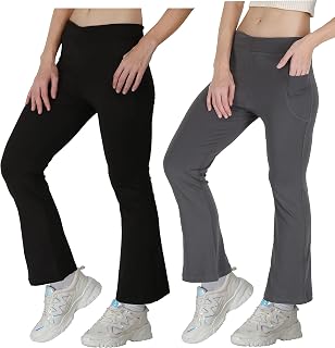 STARLATH Girls Trackpants and Trousers, Bootcut Leggings and Yoga Pants for Kids, 4Way Micro Lycra Strachable Lowers for D... Price In India