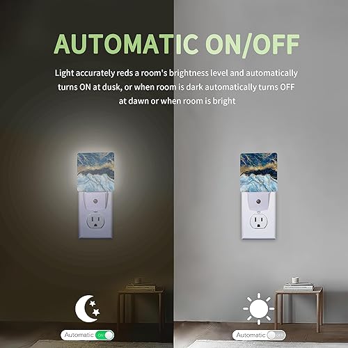Miniatura 4 de Luz nocturna de mármol azul índigo, luz nocturna enchufable a la pared con sensor de atardecer a amanecer, lámpara LED de ahorro de energía para