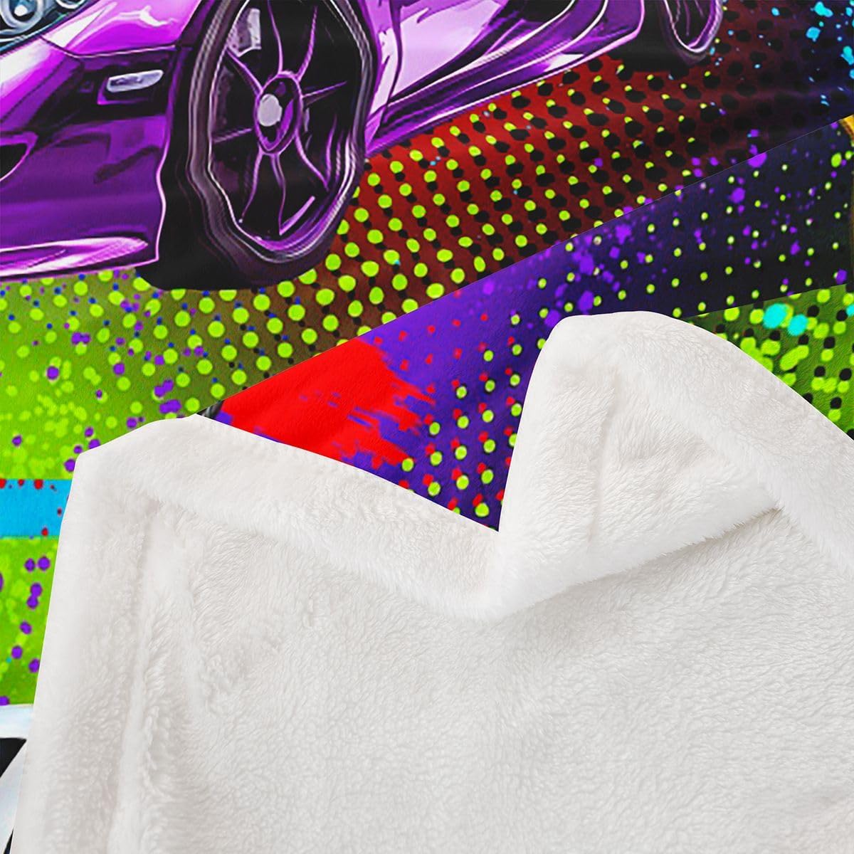 Feelyou Boys Sports Car Sherpa Blanket Plush Fuzzy Racing Car Fleece Throw Blanket Boys Girls Extreme Sports for Bed Couch Chair Living Room Automobile Bedroom Decor Baby 30"x40" image 2