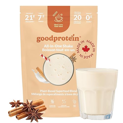 Good Protein Vegan Plant-based Protein Powder 100% Natural, Non-GMO, Dairy-free, Gluten-free, Soy-free, No Added Sugar and Nothing Artificial. Chai Latte All-in-One Shake 880 grams - Chai Latte - 880 g