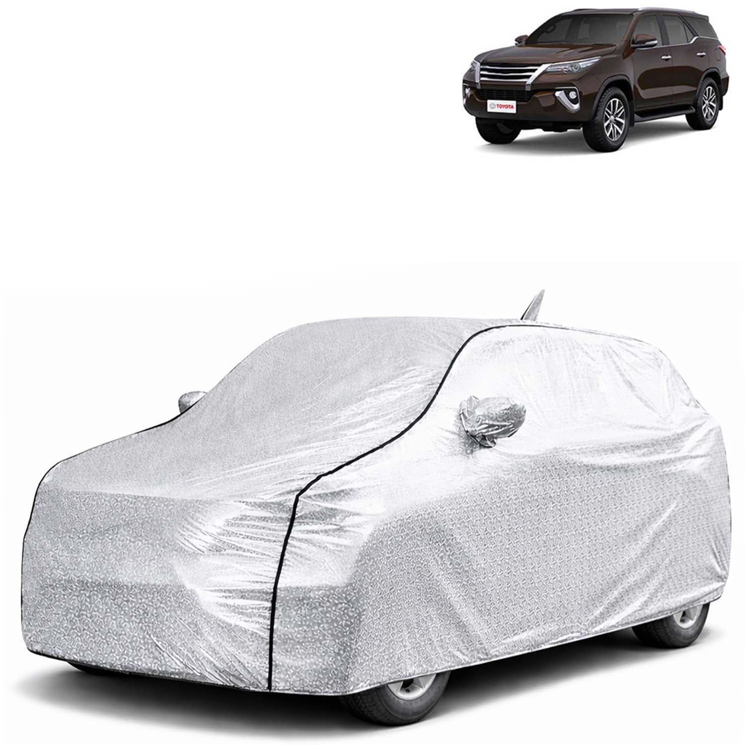 KINGSWAY SilverTech 100% Waterproof Car Cover Only with Fortuner (Year 2017 to 2020 - All Model) | Mirror and Antenna Po