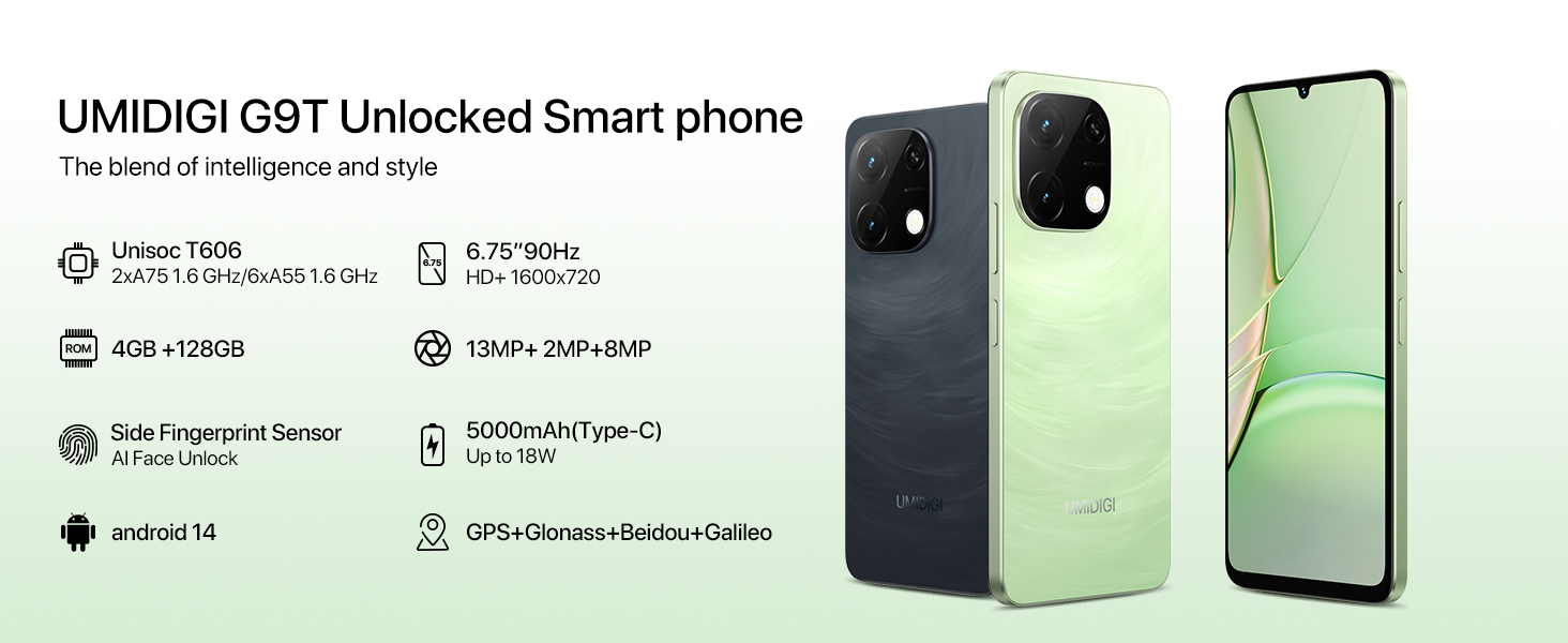 スマートフォン本体 UMIDIGI G9T Grass Green 128GB/8GB Amazon.com: UMIDIGI G9T Cell Phone, Android 14 Smartphone