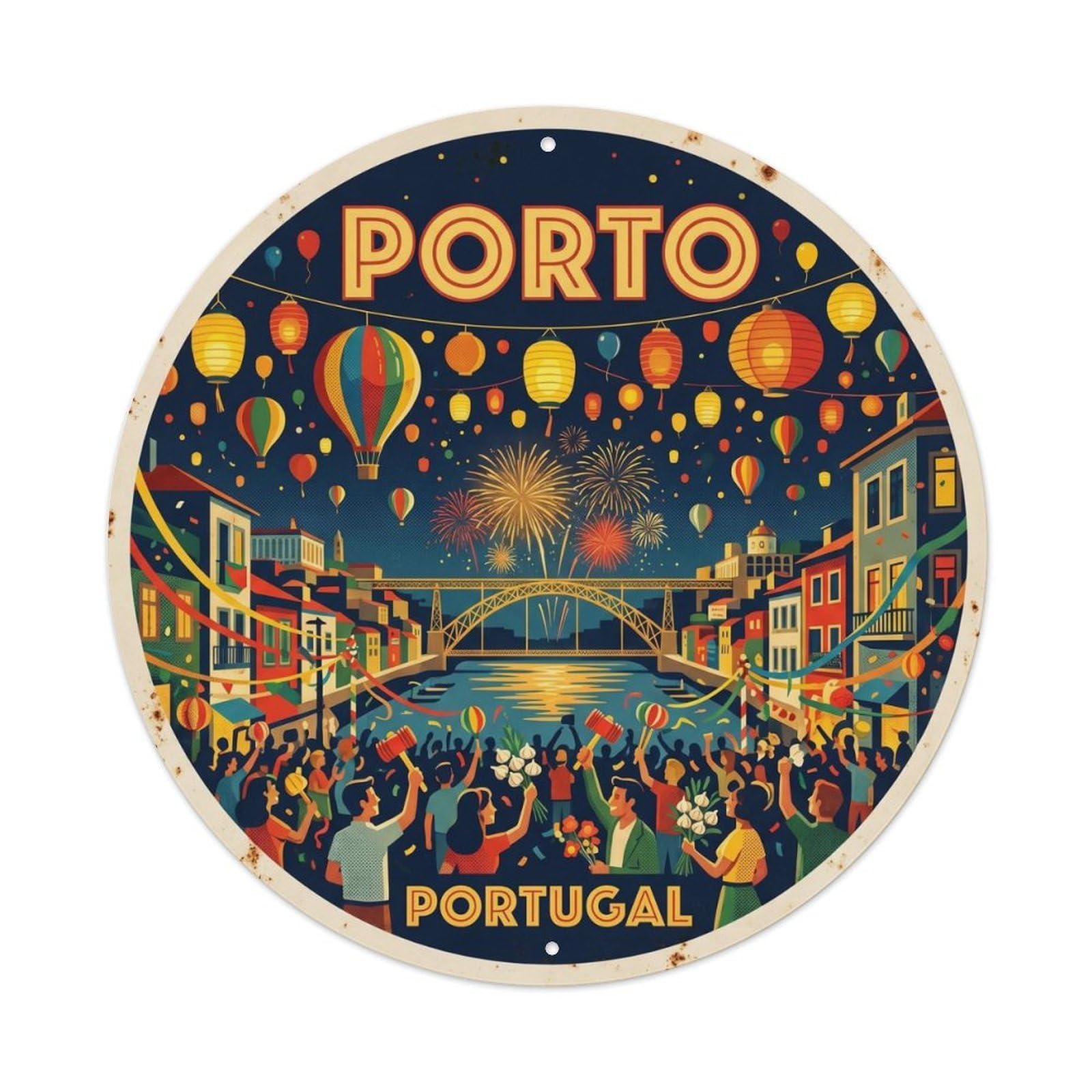 Olyhtr 8X8inch Classic Style Portugal Street Carnival Cultural Festival Metal Tin Sign