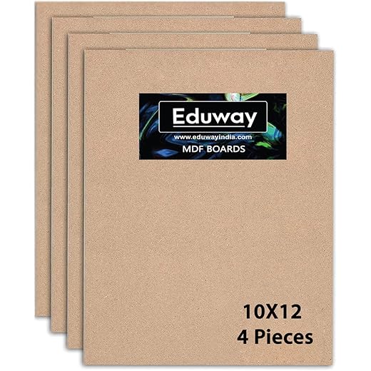 Eduway MDF Board 10x12 Inch 4mm Pack of 4