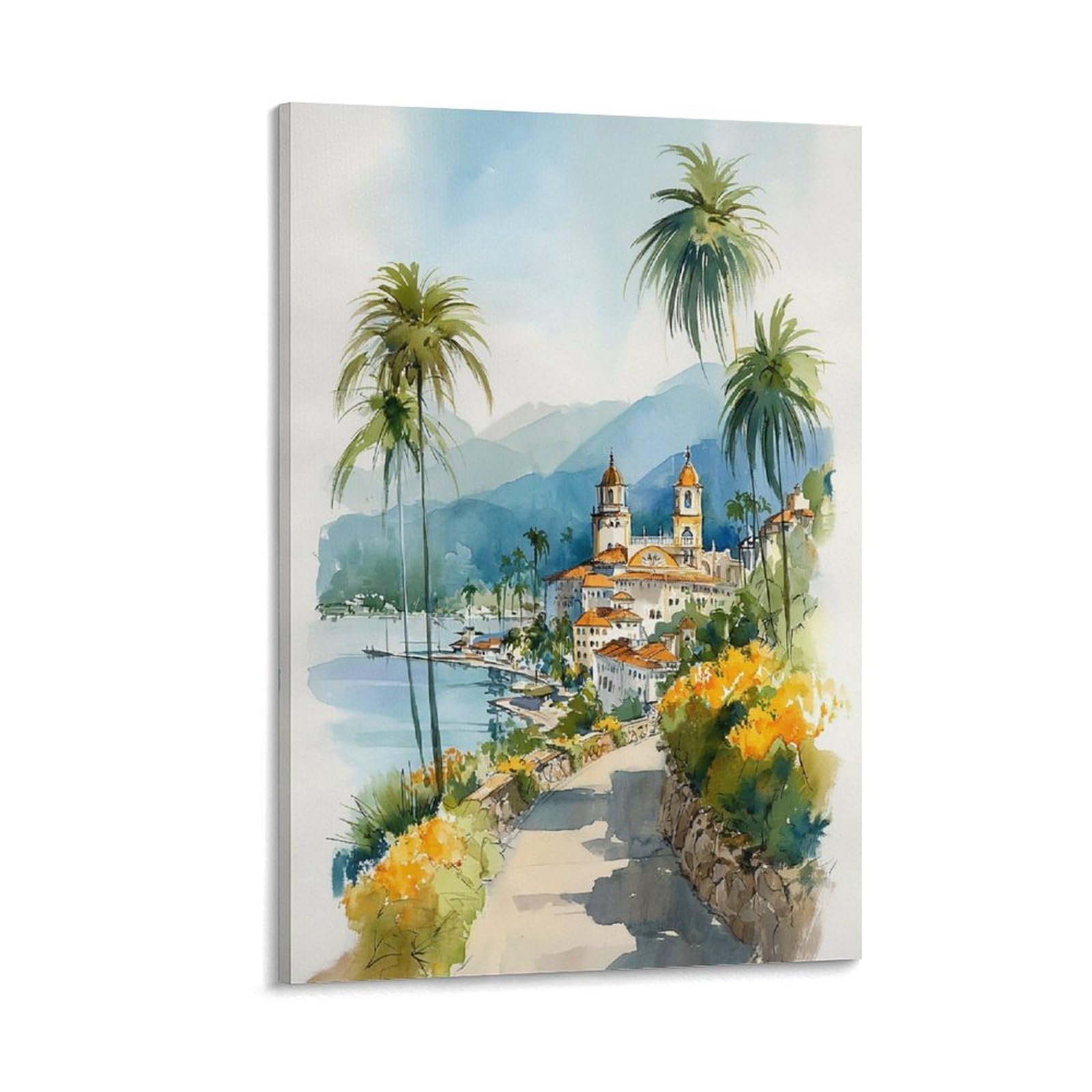 XWYMXZ Orange County 24x36inch(60x90cm) Vintage Travel Poster Watercolor Canvas Art