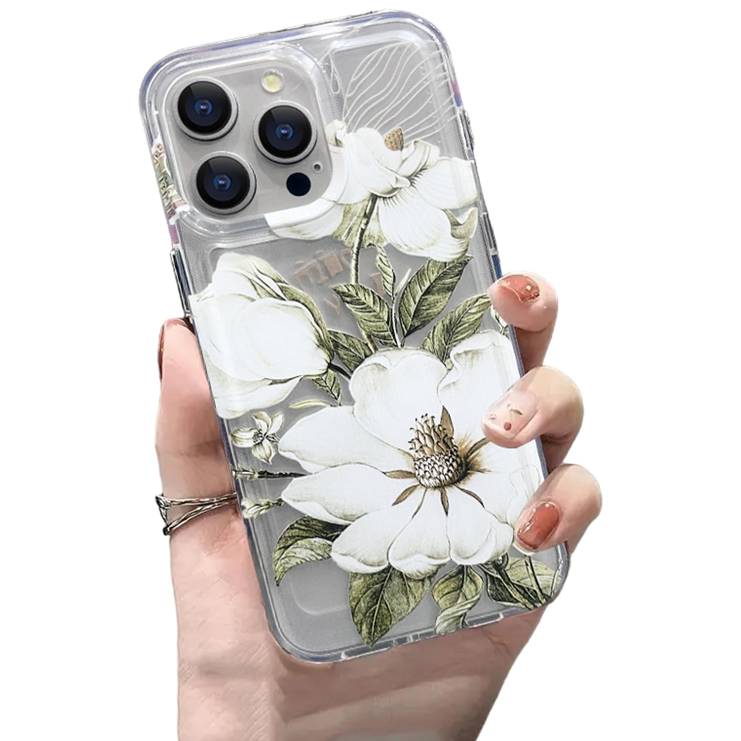 Elzzi Compatible with iPhone 15 Pro Max Case Retro Sketch White Flower Clear Transparent Phone Case Full Camera Protection Shockproof PC+TPU Glossy Shiny Cover for Girls & Women, Pink (B0D5VZM81Q) Amazon Price History, Amazon Price Tracker