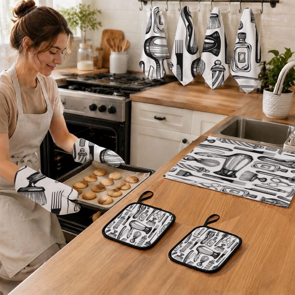 9PCS Barbiere Shop Tools Cucina Decor e Accessori Set