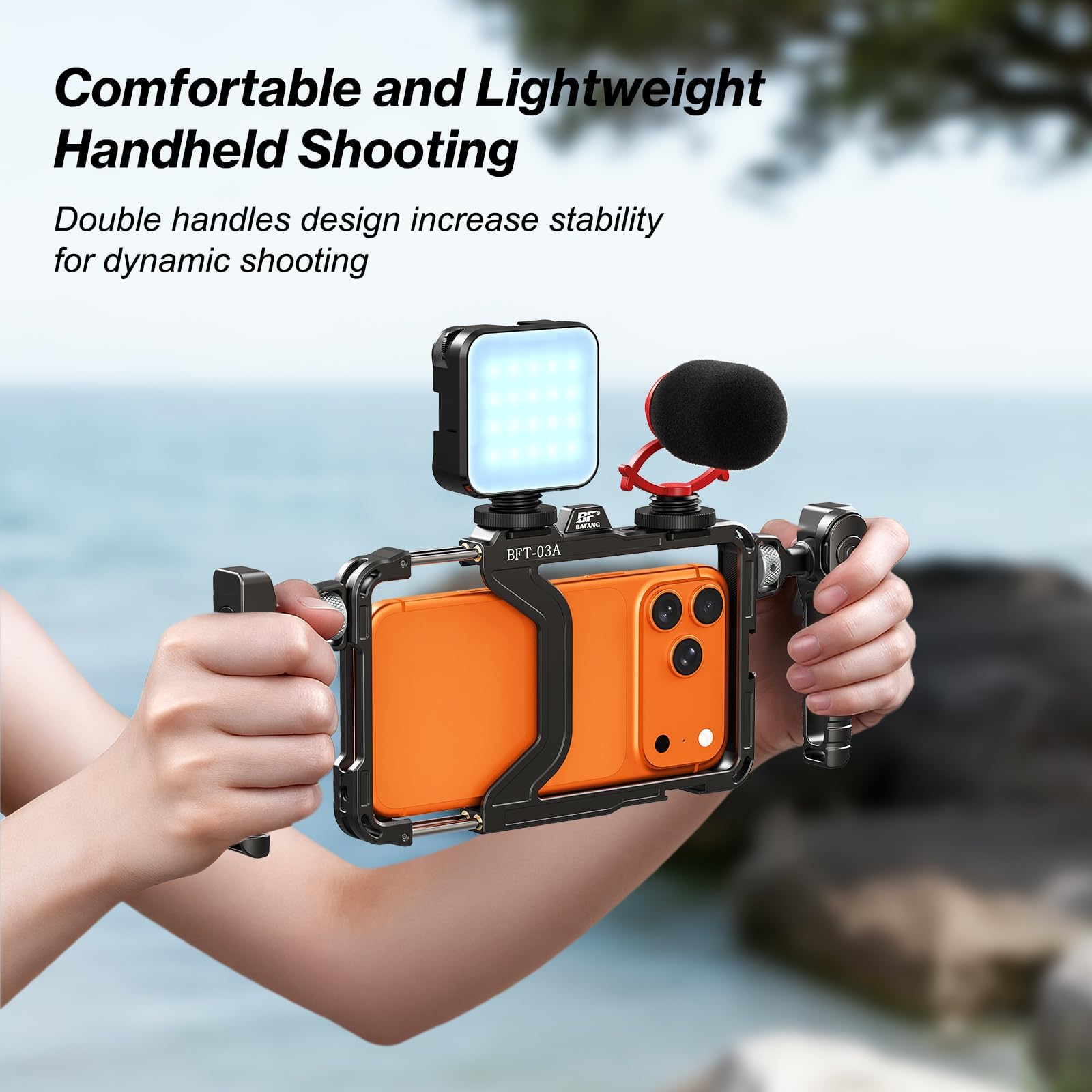 Stabilisateur vidéo Rig Smartphone Rig Vlogging avec poignée latérale multi-rainures