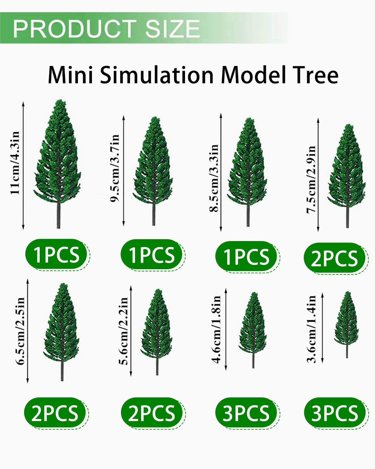 Modello Misto Alberi, 15 pcs,Basi per Diorama, Alberi di Plastica per Progetti,Modello Alberi in Miniature,Alberi Modello, per Diorami, Alberi Modellismo,4-12 cm
