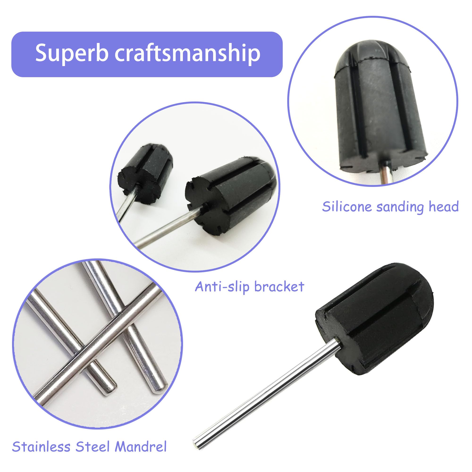 10pcs punta dedicata per levigatura Lucidatore Sabbia Manicure Strumento per Pedicure Portacapsule Compatibile con la Maggior Parte Delle Fresatrici Disponibili (5mm+7mm+10mm+13mm+16mm)