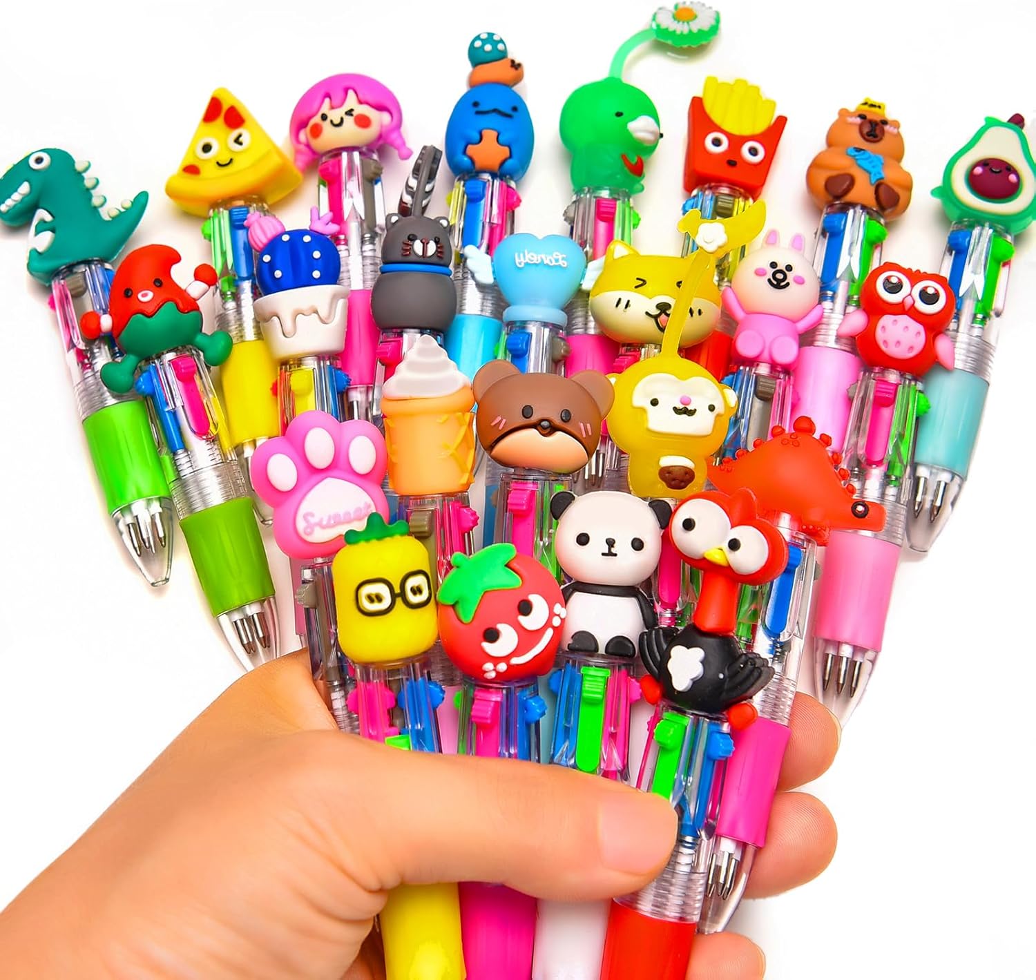 100Pcs Mini Multicolor Pens in One 4-in-1, Cute Pens Bulk for Party Favors and Birthdays, Delightful Ballpoint Pen Gifts Classroom Student Prizes (100pcs)