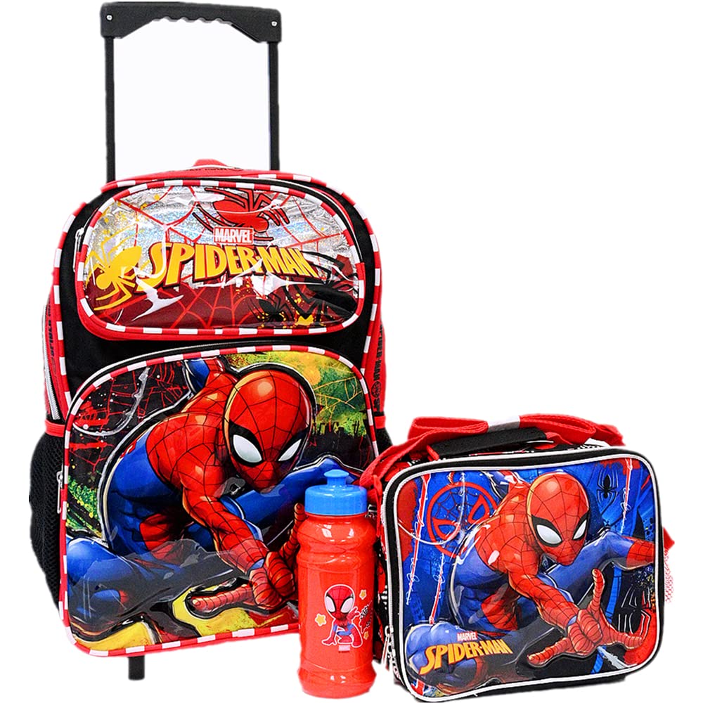 Buy Spiderman 16 inch Large School Rolling Backpack with 16oz Pull Up