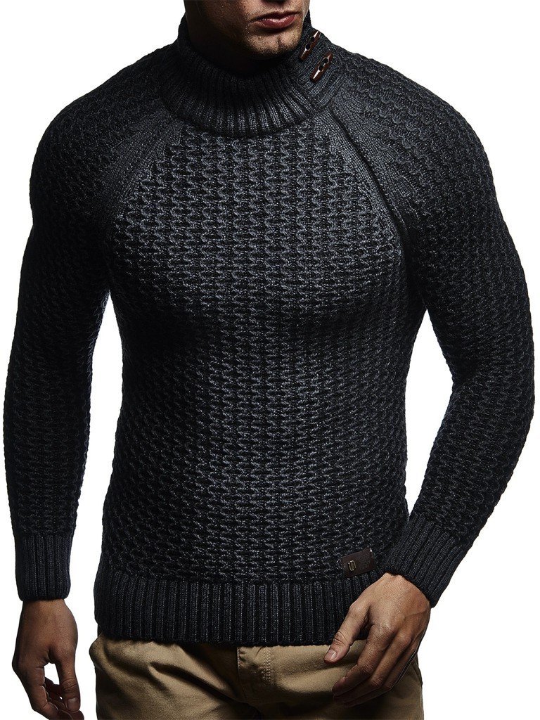 Leif Nelson Men's Knitted Pullover Turtleneck Slim Fit Winter Summer Modern Black Men Winter Sweater Sweatshirt Long Sleeve Shirt Men's Basic Hoodie Shirt LN5295