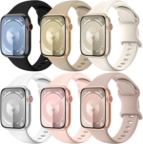 Paquete de 6 correas deportivas compatibles con Apple Watch de 1.575 pulgadas, 1.496 pulgadas, 1.614 pulgadas, 1.654 pulgadas, 1.732 pulgadas, 1.772