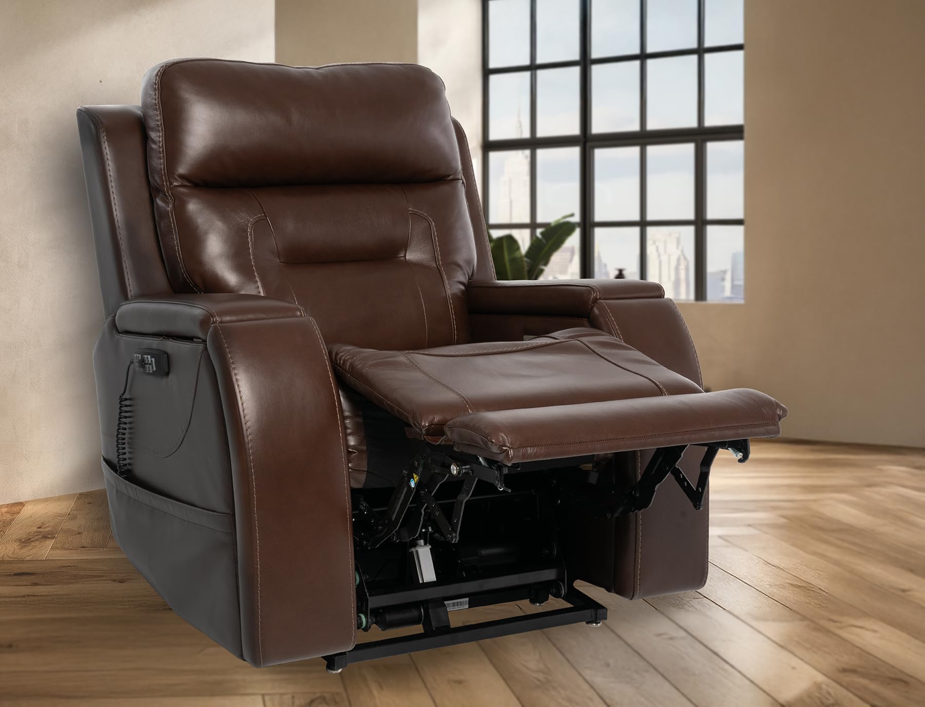LIVING WELL STORES Pride ViVaLift Premier Leather Lift Chair Power Recliner (PLR-5900M) Medium, Immersive Audio System, Heat and Massage System (Sorrento Coffee, Curbside Delivery)