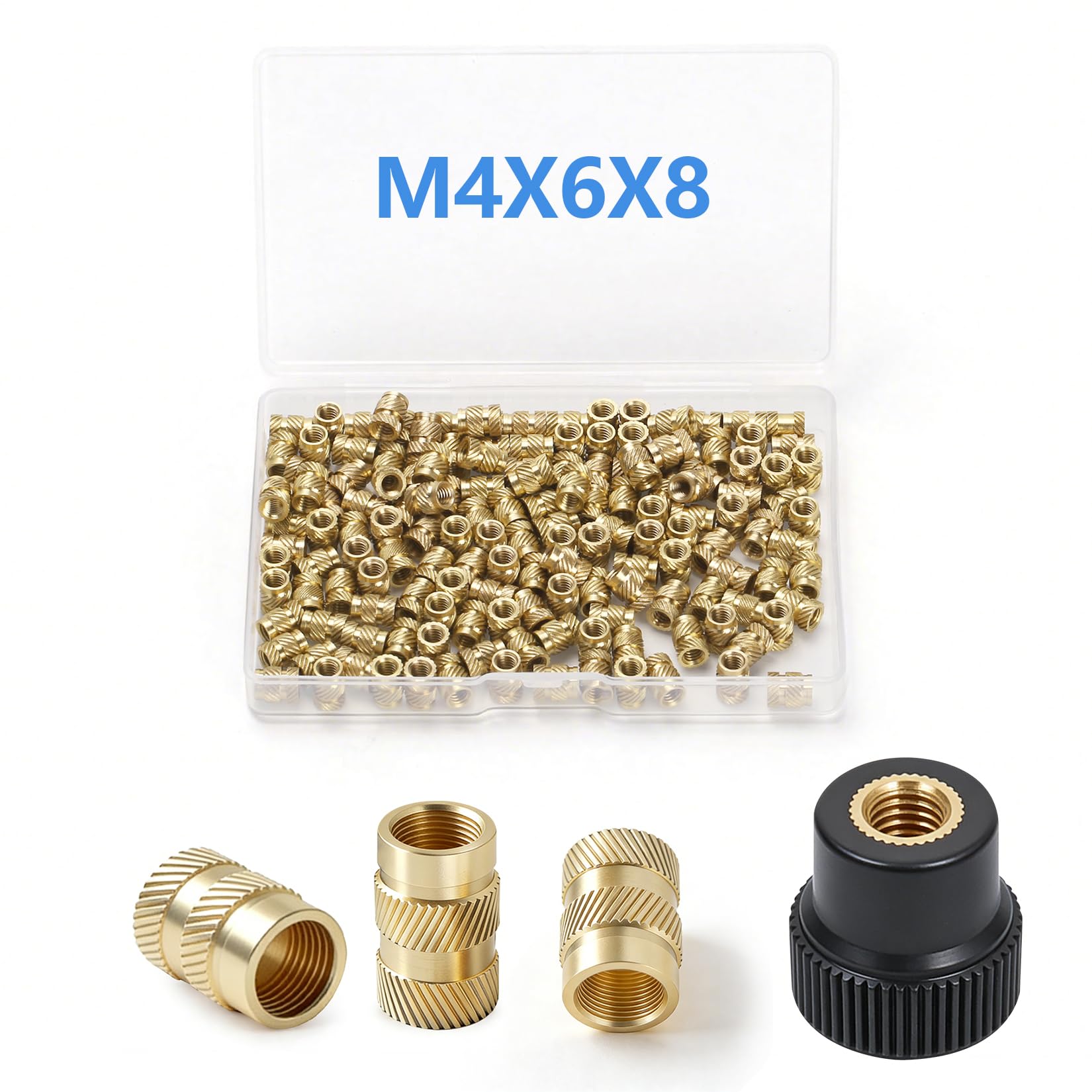 150 Pcs M4 Threaded Inserts, Knurled 3D Printing Nuts, Embedment Twill Brass Thread Screws Heat Set, Thread Knurled Heat Brass Nut for 3D Printing, Automotive Plastic Shells - M4*8x6 mm