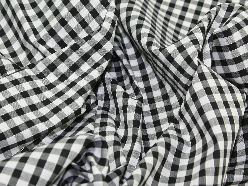 Curtains & Linens Black 45" Wide 1/4" Check Corded Gingham Dress Fabric - Per Metre