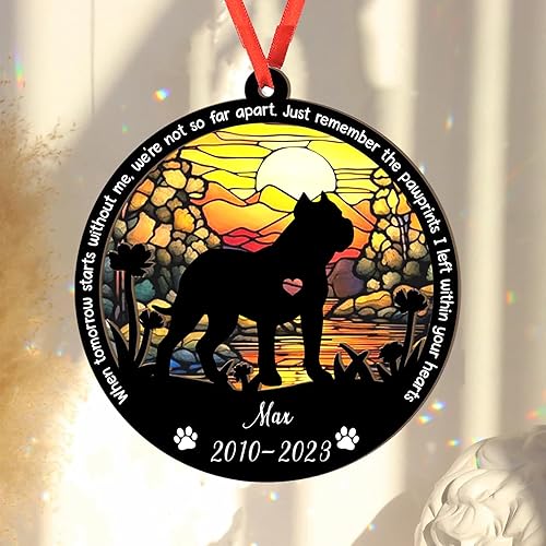 Miniatura 2 de Adorno personalizado de Presa Canario Suncatcher, adorno de Navidad Presa Canario  Regalo para perro amante, Memorial Presa Canario 3D 2 capas
