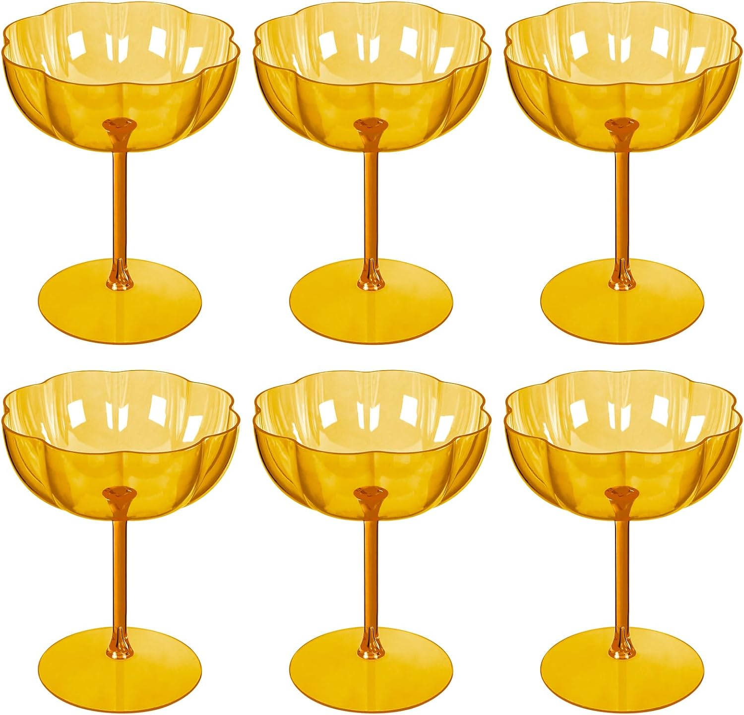 Ciaell 12PCS Plastic Martini Glasses - 10 Oz Amber Elegant Disposable Cocktail Glasses for Champagne Wine Wedding Party Anniversary Bar