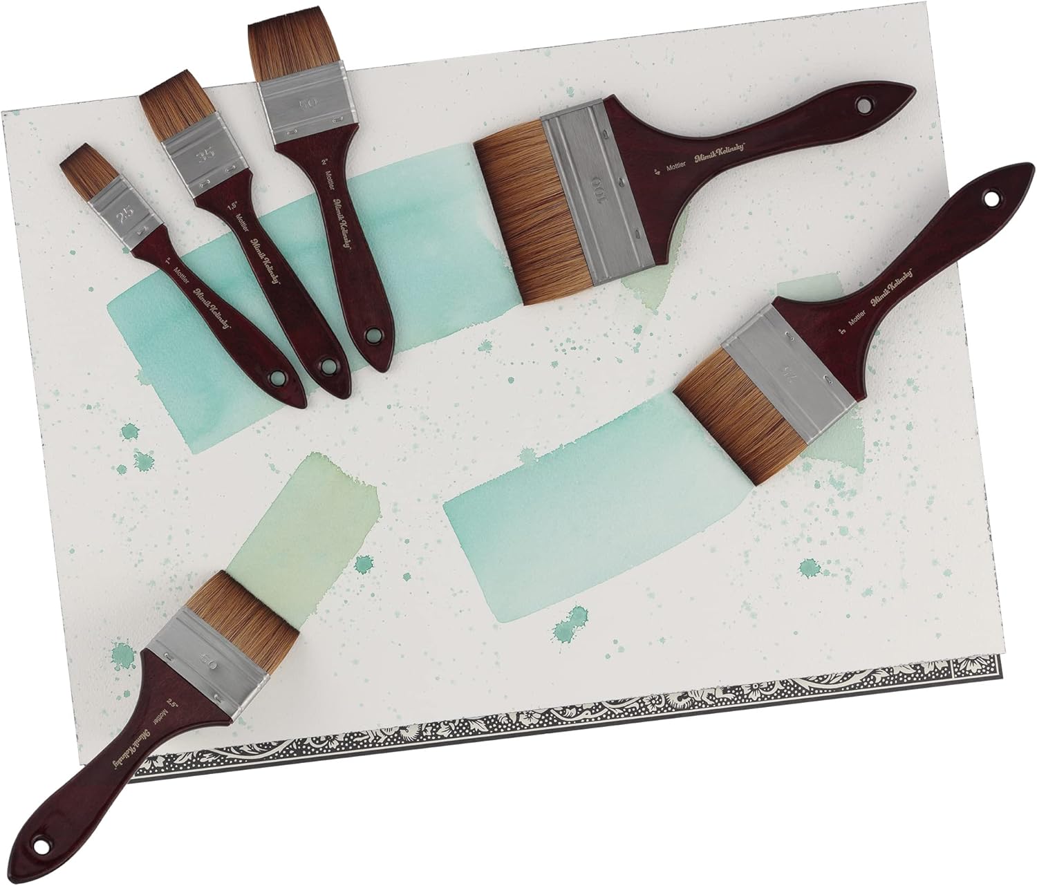 Creative Mark Mimik Kolinsky Watercolor Brush - 1 Inch Watercolor Mottler - Short Handle Synthetic Paint Brush - Handmade in Germany - Synthetic Sable Paint Brushes for Artists - Animal-Friendly