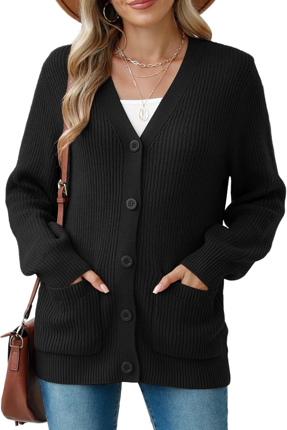 VIISHOW Women Chunky Knit Cardigan Sweater Long Sleeve V Neck Button up Cardigan with Pocket Sweater Coat for Fall and Winter - Image 2