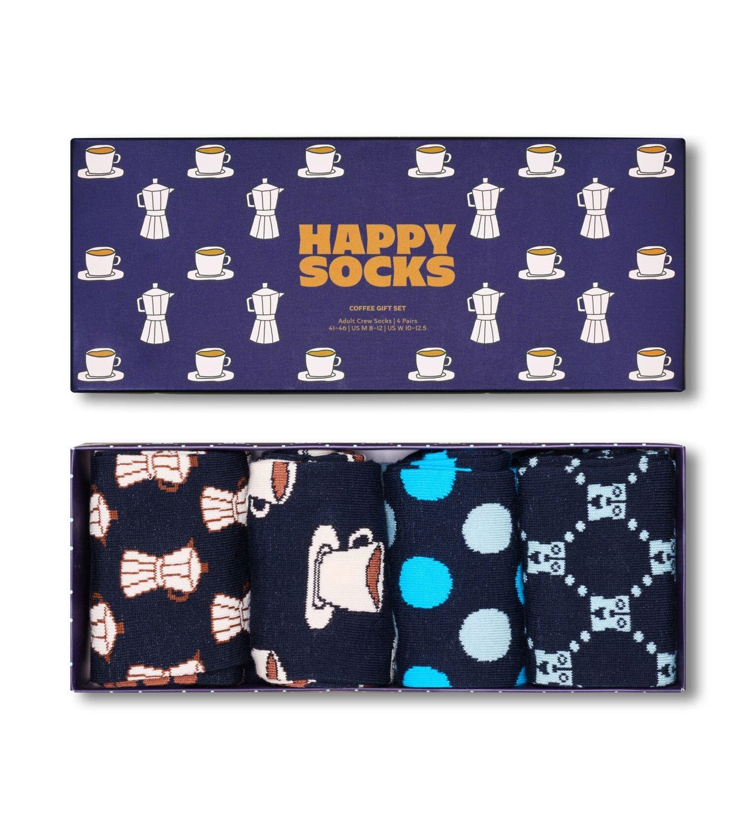 Happy Socks Chaussettes montantes à motif de café pour homme et femme, 36-40 & 41-46