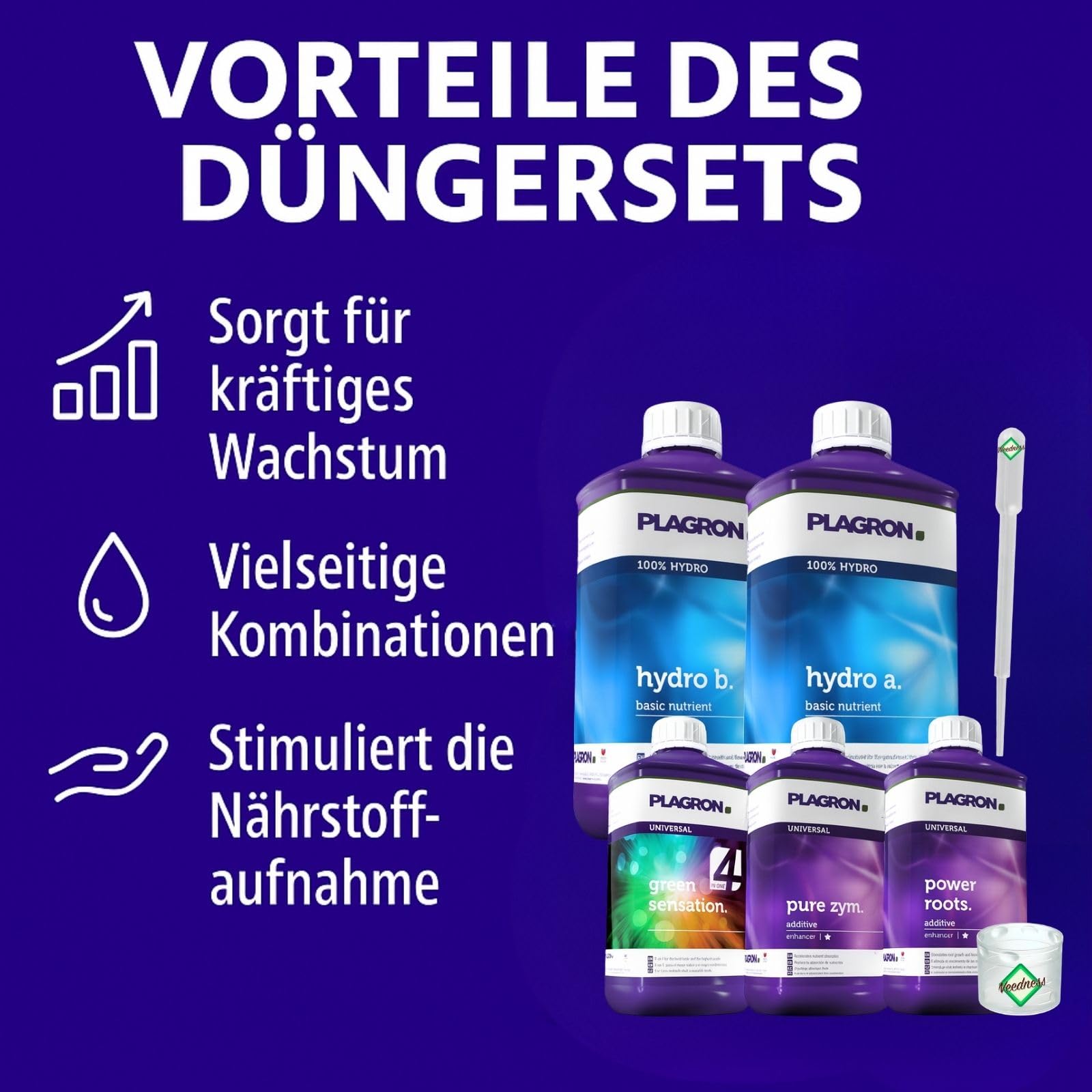 Weedness Plagron Hydro Dünger Set Basic - Grow Anbau Indoor Outdoor Bio Dünger NPK Mineralisch Flüssig