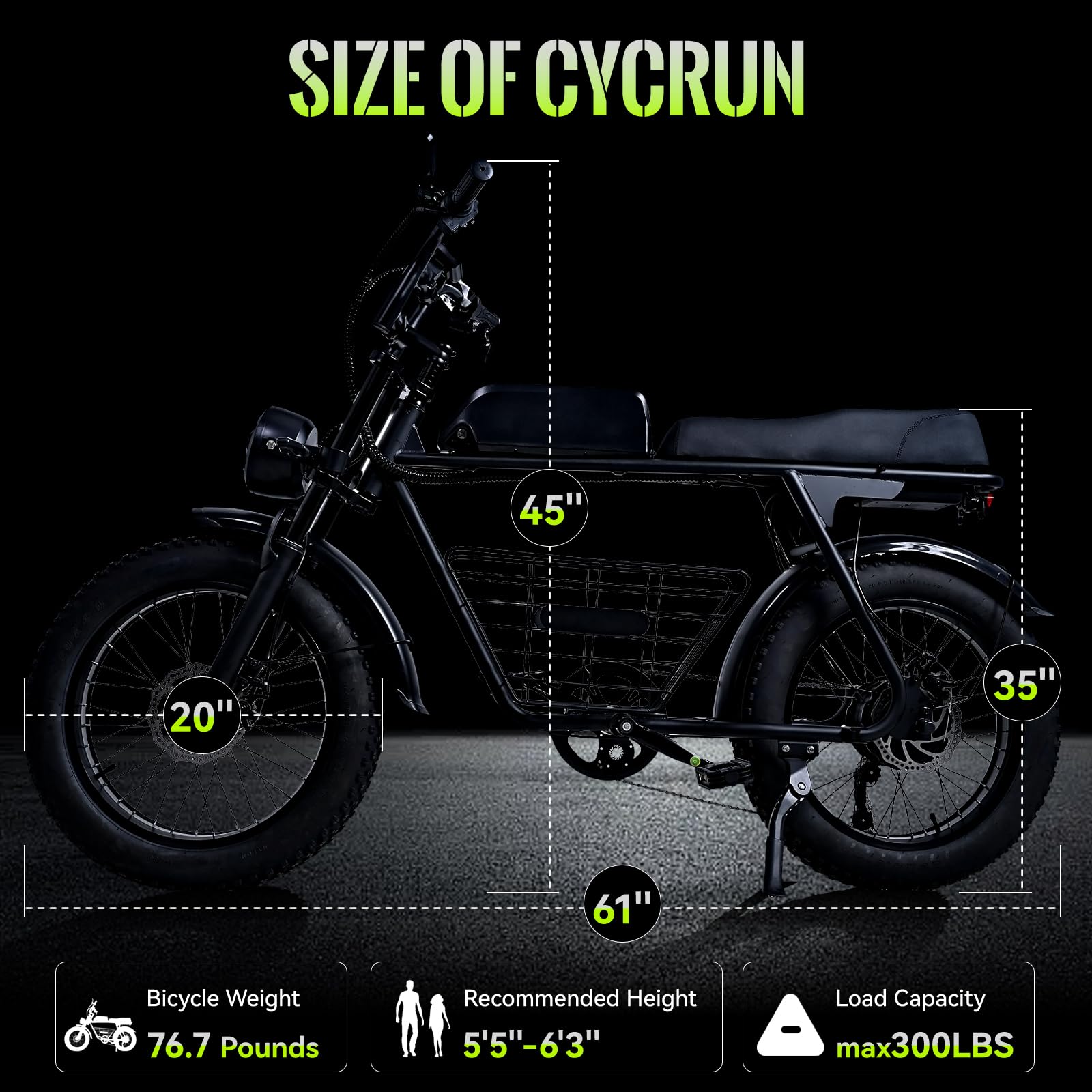 Electric Dirt Bike for Adults&Teens, 20 * 4 Inch Fat Tire 1500W Peak 30MPH Electric Bike with 48V 16AH 768Wh Battery, Dual Suspension — view 7