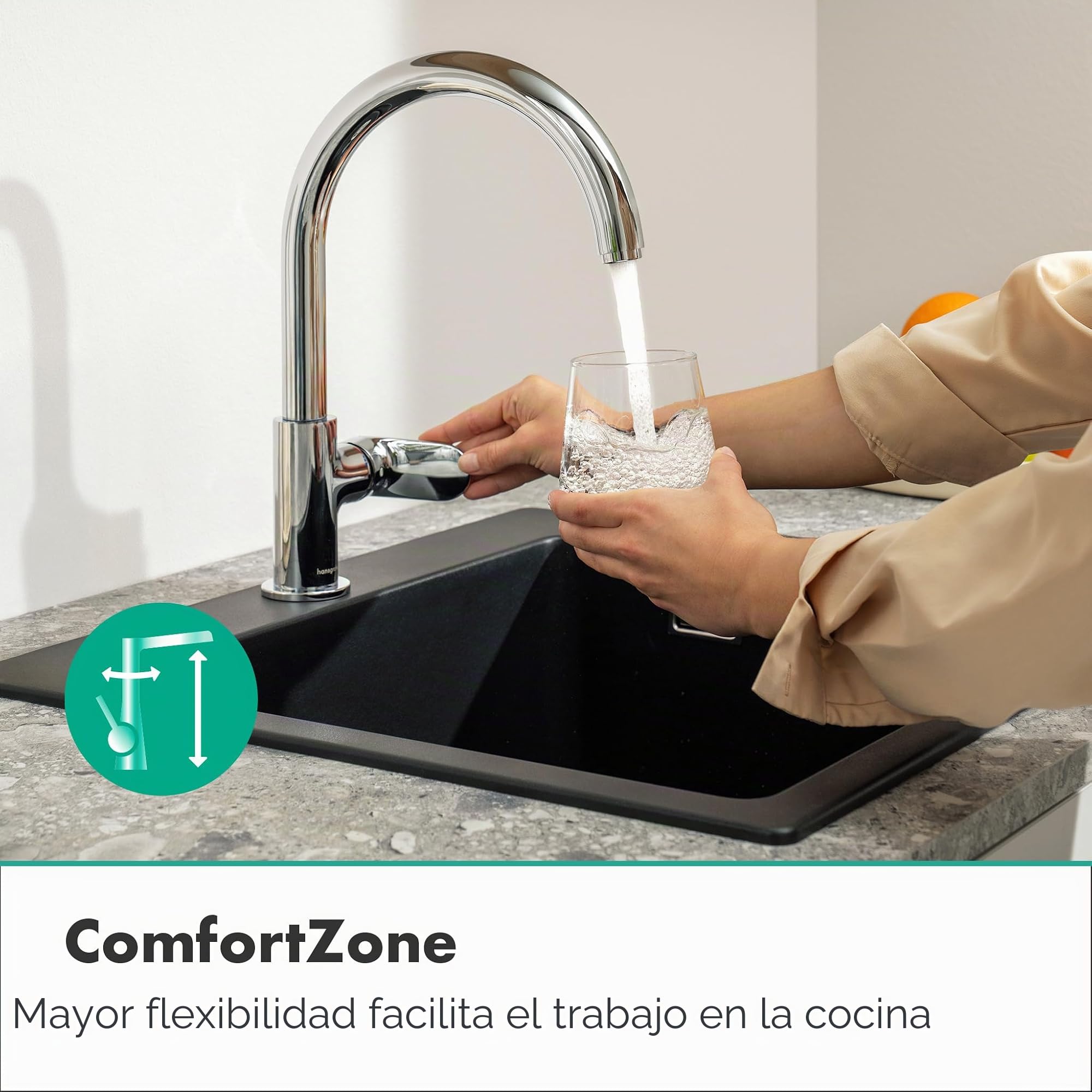 hansgrohe Vernis Blend M35 Grifo monomando de cocina 260, con caño giratorio, 1 tipo de chorro, cromo, 71870000