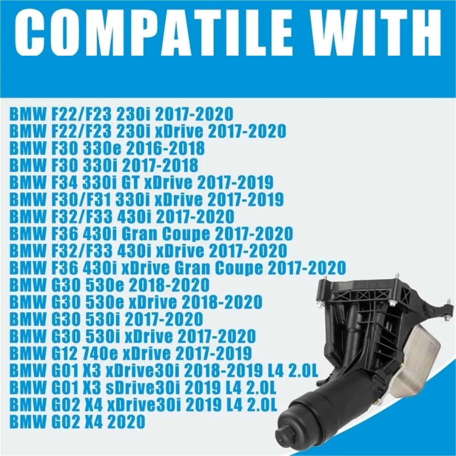 Chłodnica oleju samochodowego Pasuje do Bmw F20 F22 F30 G30 G32 X4 F10 F32 420i 430i 11428596283 11428585625 11428586673 1Pc filtr chłodnicy oleju silnikowego Płyta chłodząca