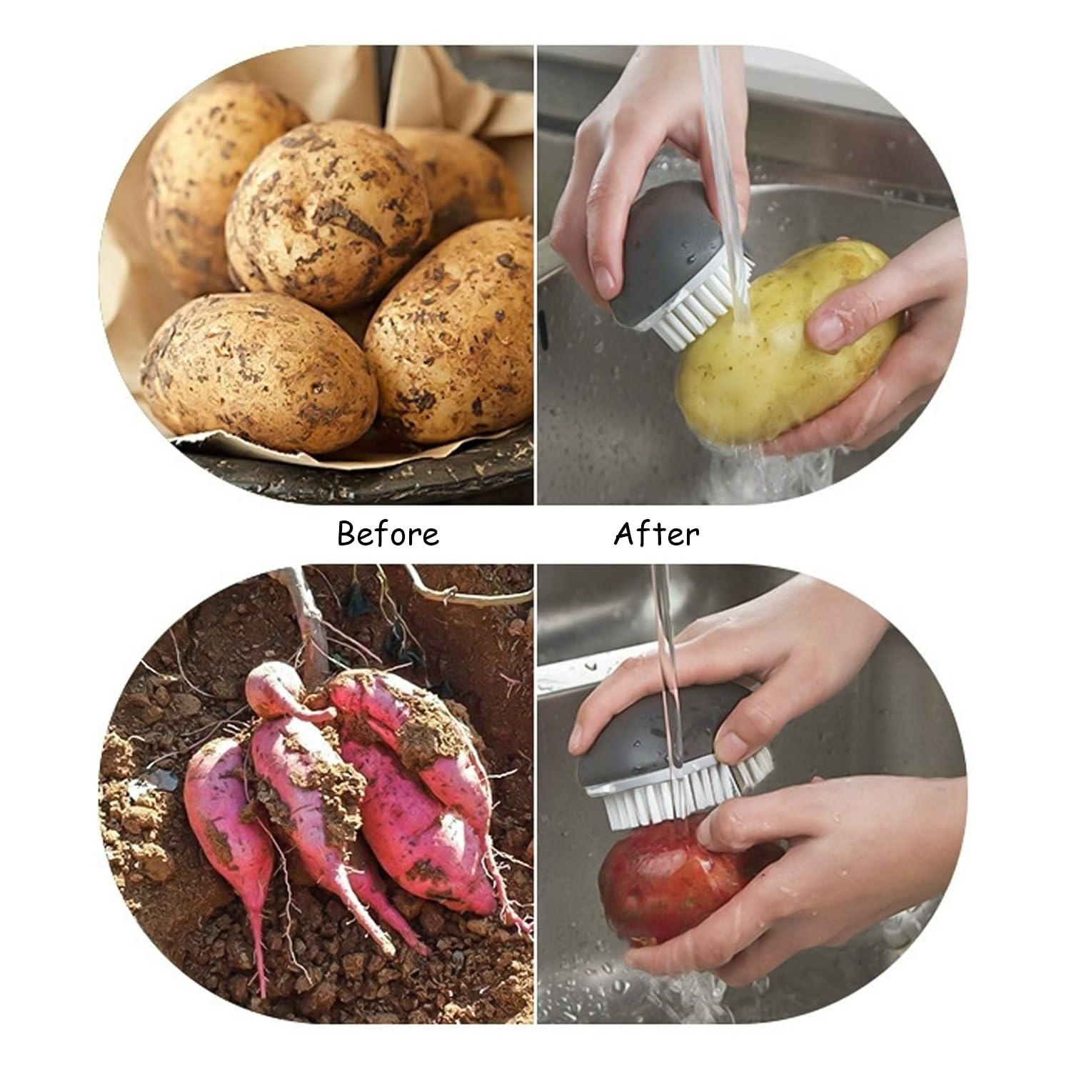 Lot de 2 brosses de nettoyage pour fruits et légumes, brosse de cuisine