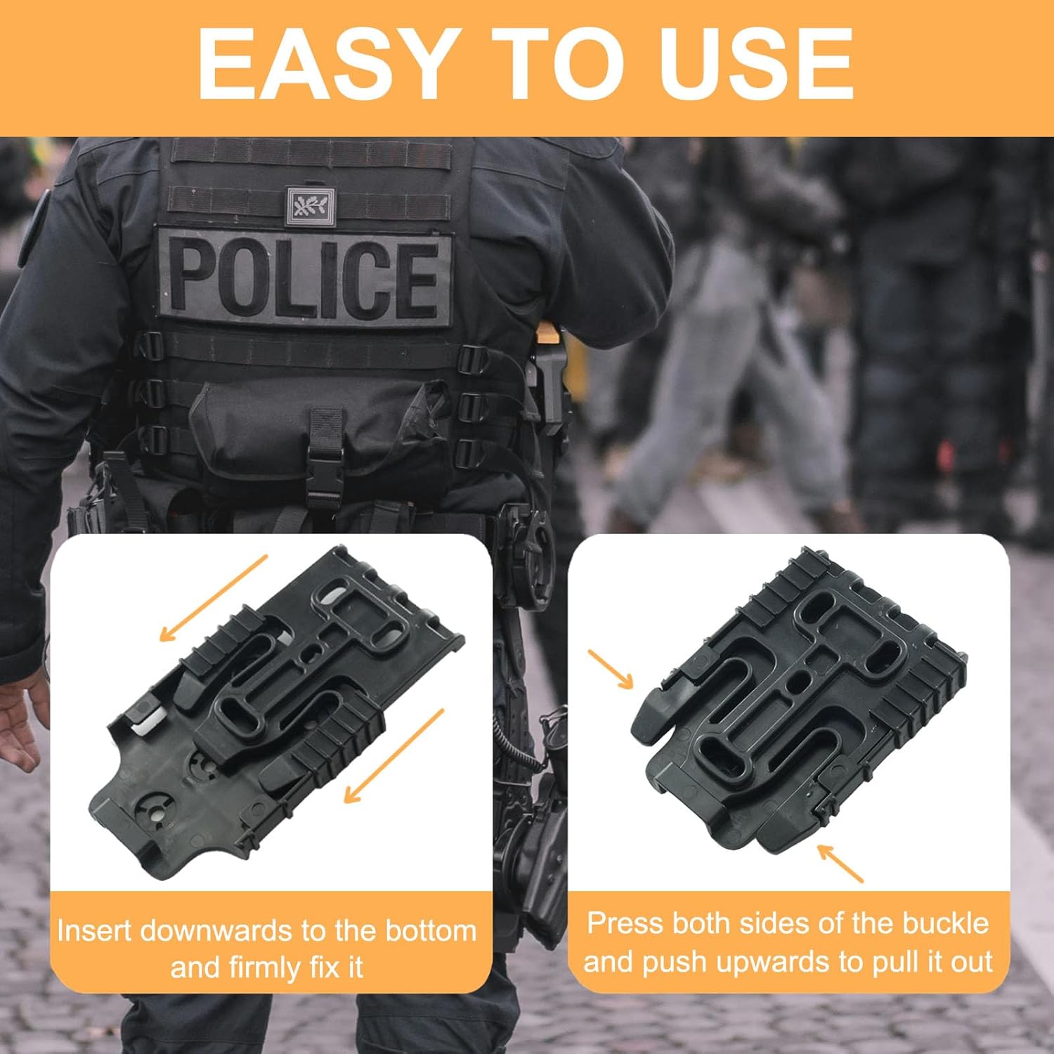 2 Pcs Qls Quick Locking System Kit, Platform Attachment with Locking Fork, Receiver Plate, and Accessories, Mid-Ride Universal Belt Loop for Duty Holsters - Image 4