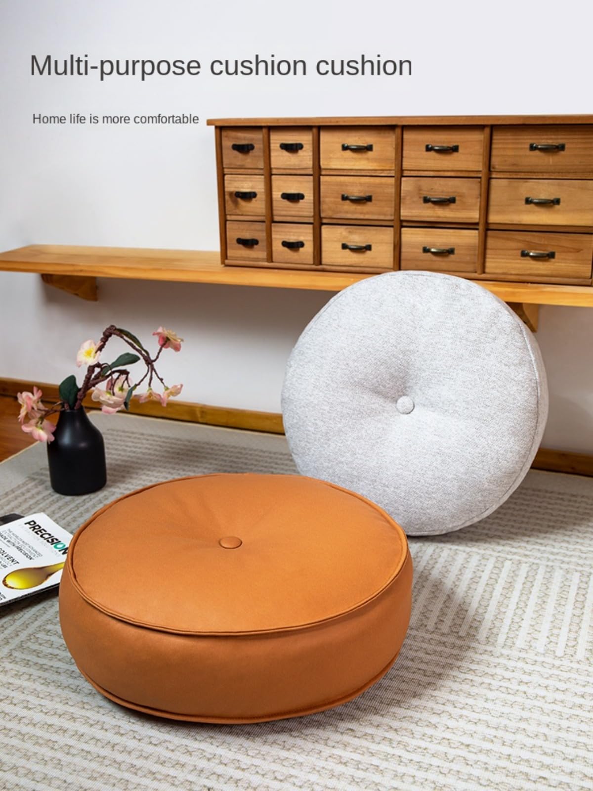 Cojines para Sentarse en el Suelo, PU Leather Round Floor Cushion