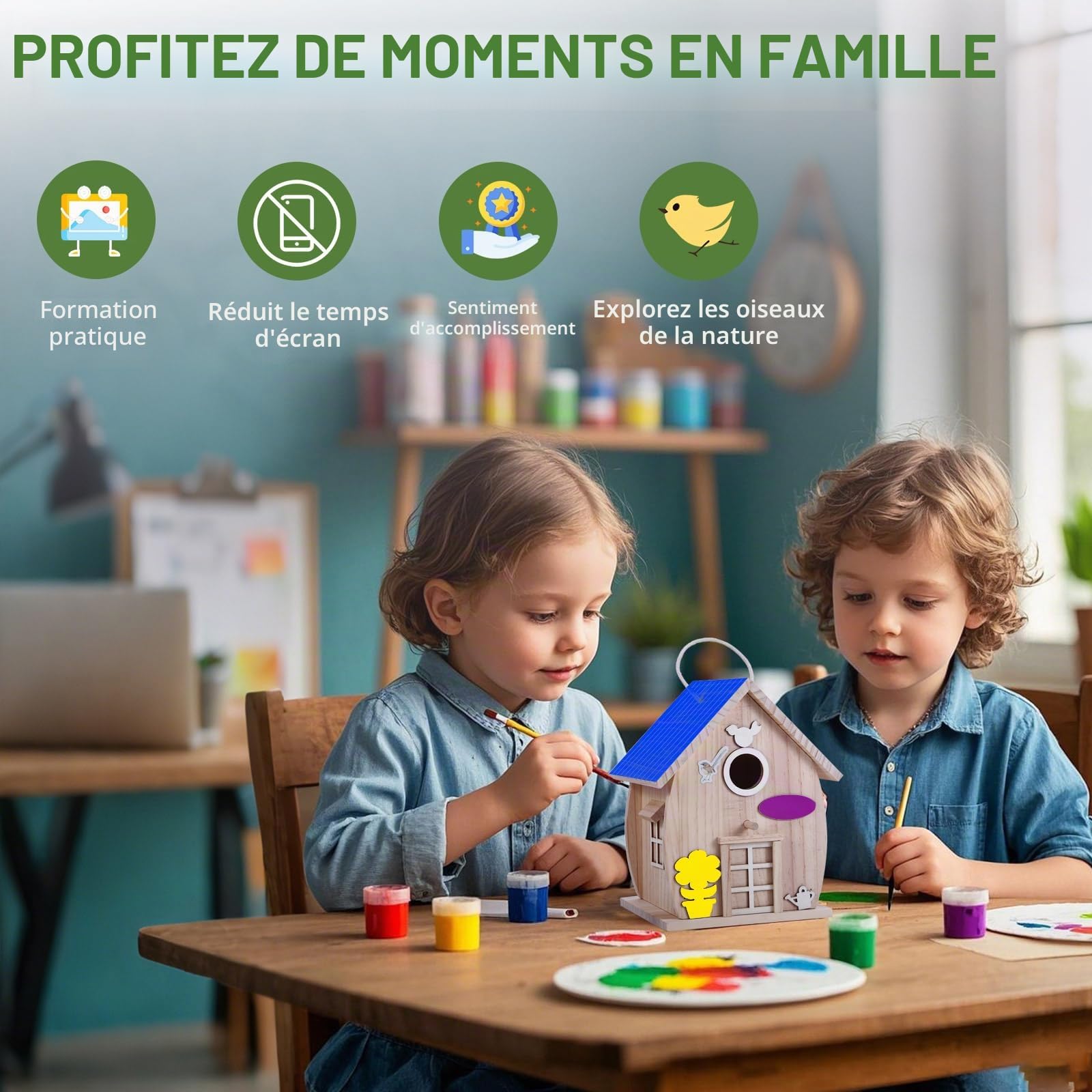 Kit de nichoir en bois à faire soi-même pour adultes à construire, travaux manuels de boiserie extérieure avec peinture freestyle, nichoir suspendu pour la décoration de jardin et de cour - Cadeau