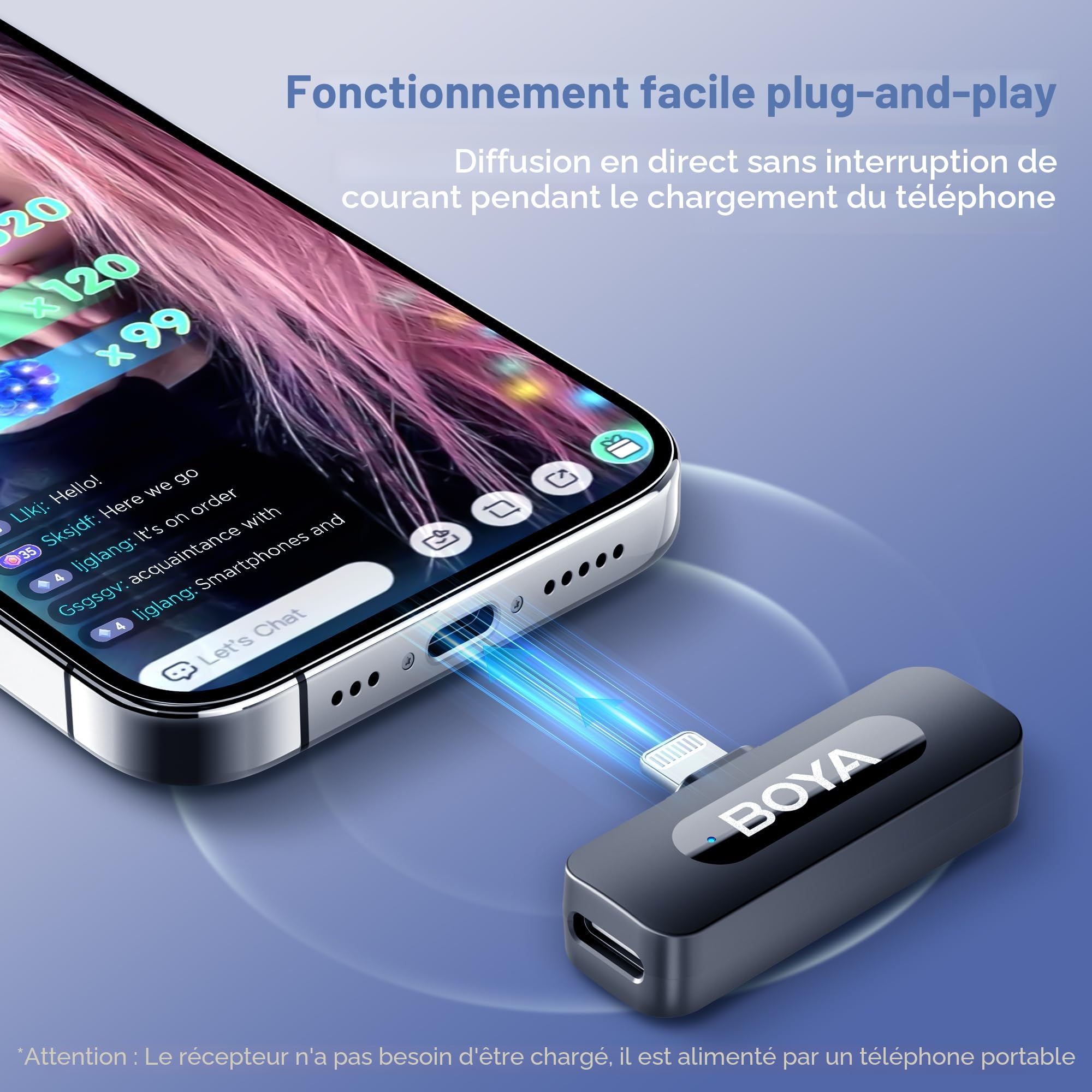 BOYA by-V1 Micro Cravate sans Fil Professionnel, Micro iphone pour Smartphone, Enregistrement de Podcast, vidéo, vlog, Youtube, TikTok, Live Streaming