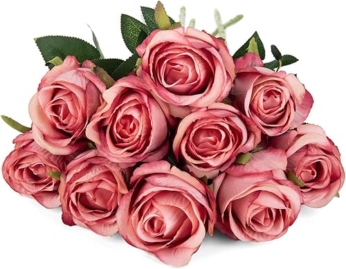 Miniatura 3 de Exoment - Rosas artificiales de seda con tallos largos para ramos de boda, centros de mesa, despedida de soltera, fiesta, decoración del hogar 1