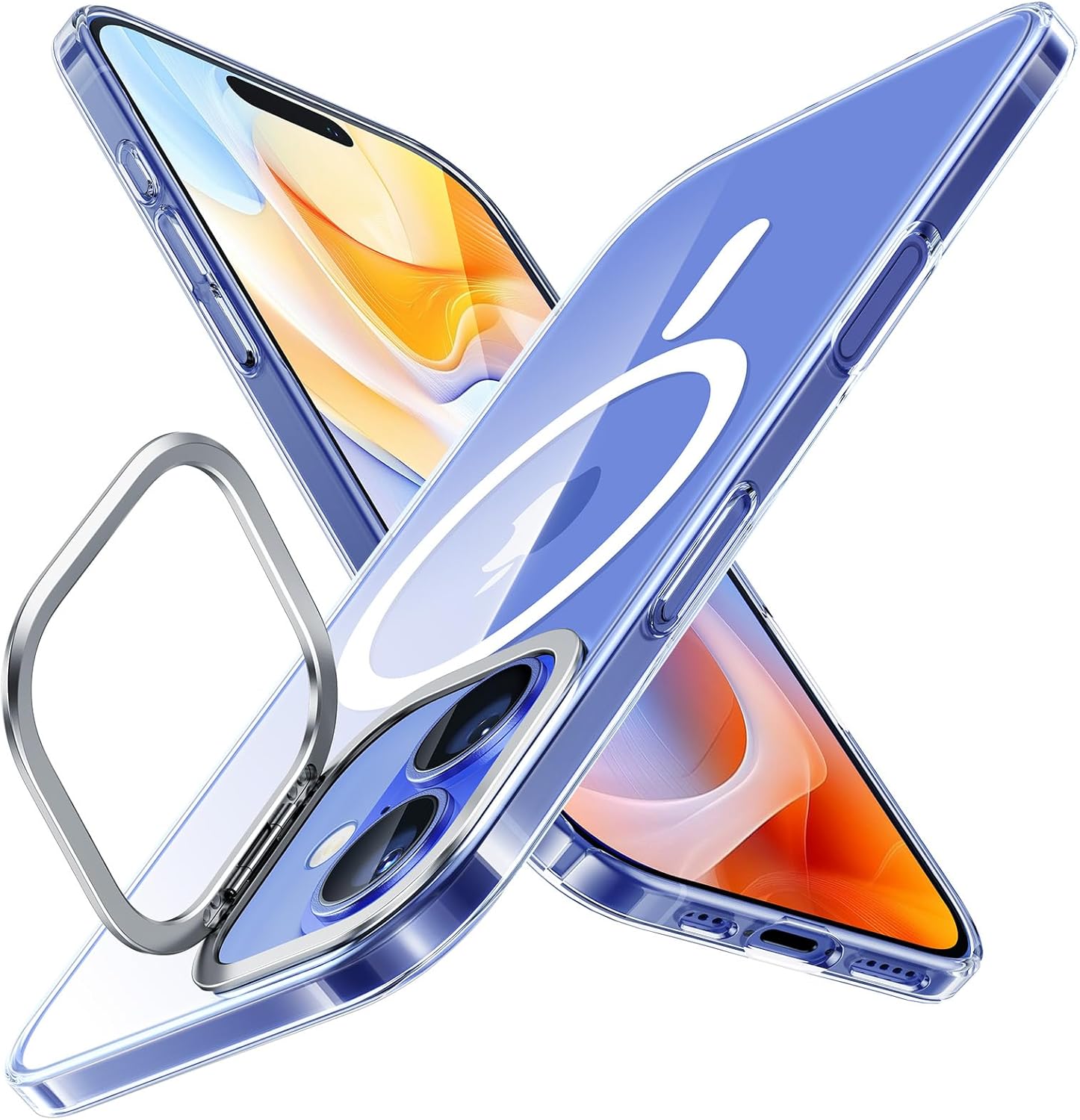 TORRAS Magnetic Slim Fit for iPhone 16 Case with Stand, Compatible with MagSafe, Built-in Stash Stand, Ultra Thin 16 Case, Lightweight Anti-Scratch Matte Hard Phone Case 6.1 inch, Clear