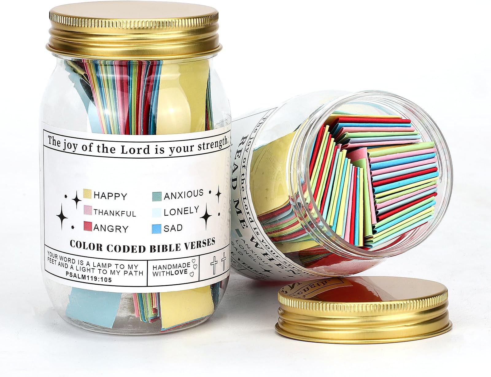 Bible Verses Jar for Emotions and Feelings - Color Coded Prayer Request Cards - Best Christian Gifts