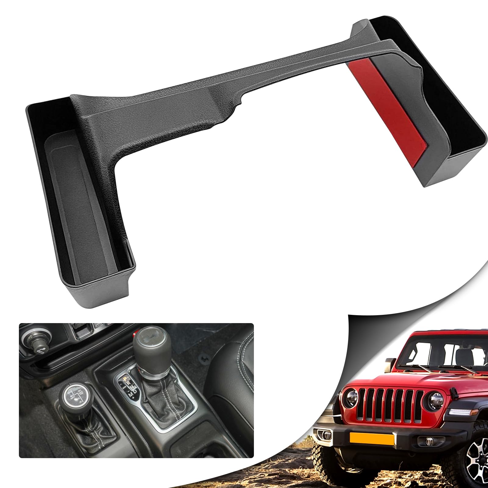 TTCR-IIGear Shift Storage Box Tray Compatible with 2018 2019 2020 2021 2022 Jeep Wrangler JL JLU & Gladiator JT Console Organizer Gear Tray, Shifter Console Organizer Accessories Interior for Jeep